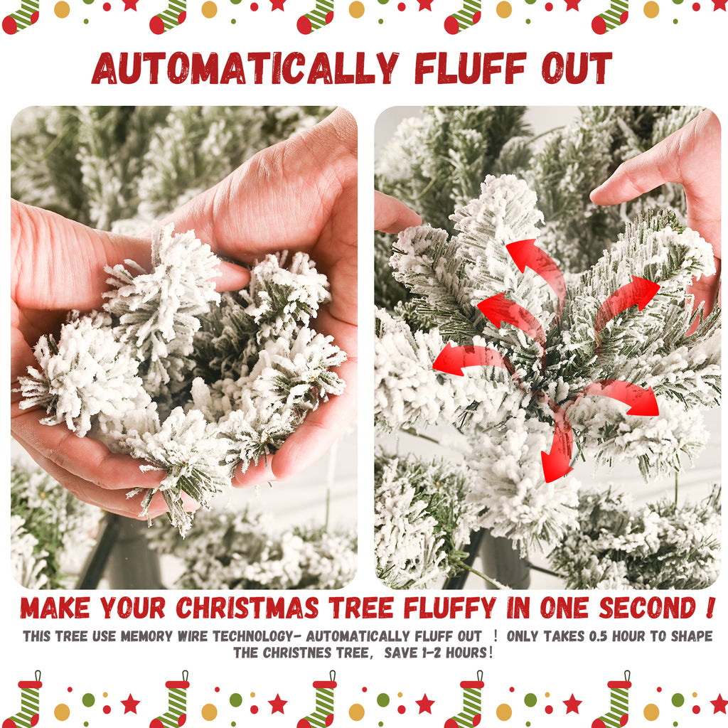 5FT Flocked Christmas Tree with 250 Warm LED Lights