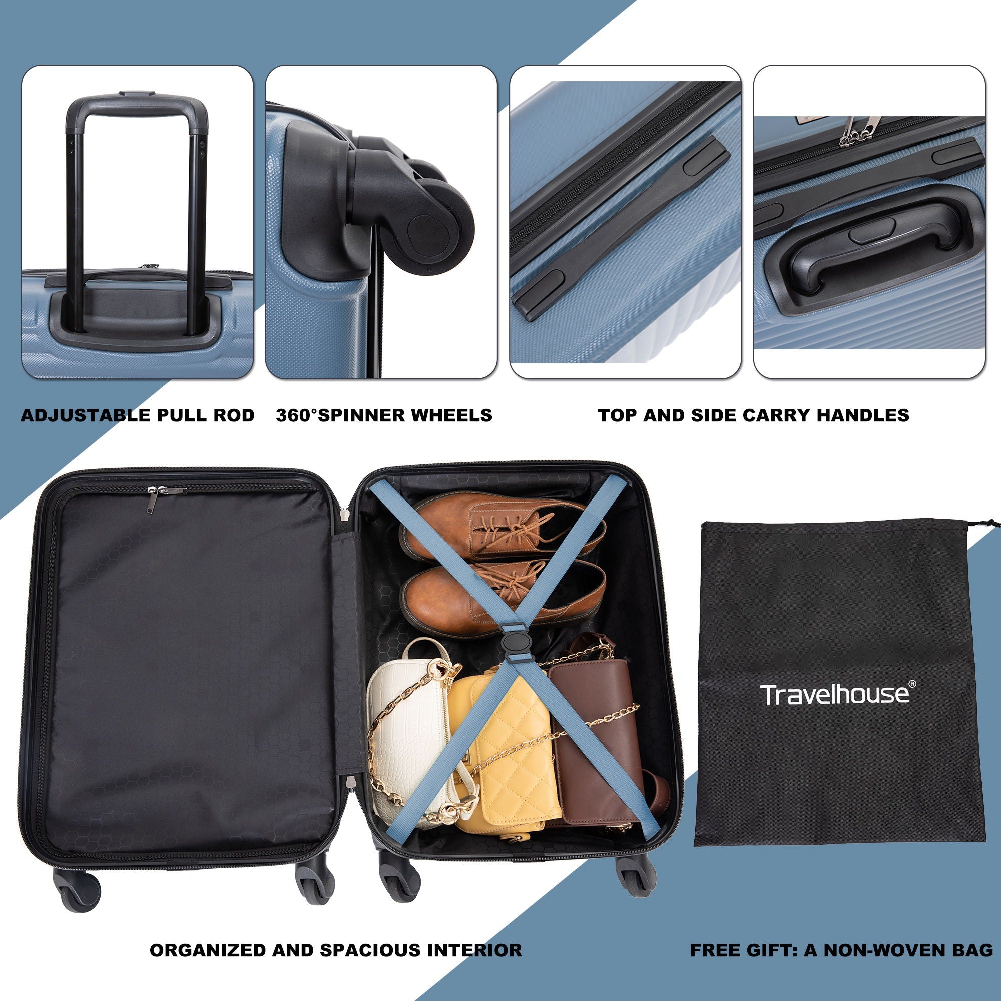 20" Carry-On Lightweight Hardside Luggage with Spinner Wheels
