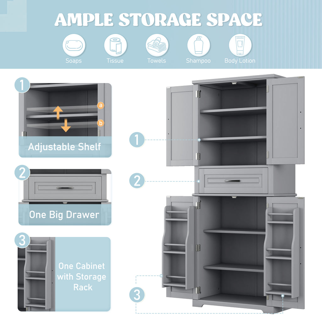 Bathroom Storage Cabinet with Multi-Functional Storage Space