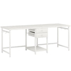 79-Inch Two Person Computer Desk with Drawers and Storage Shelves
