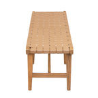 Stylish Acacia Wood Bedroom Bench with Woven PU Leather Seat
