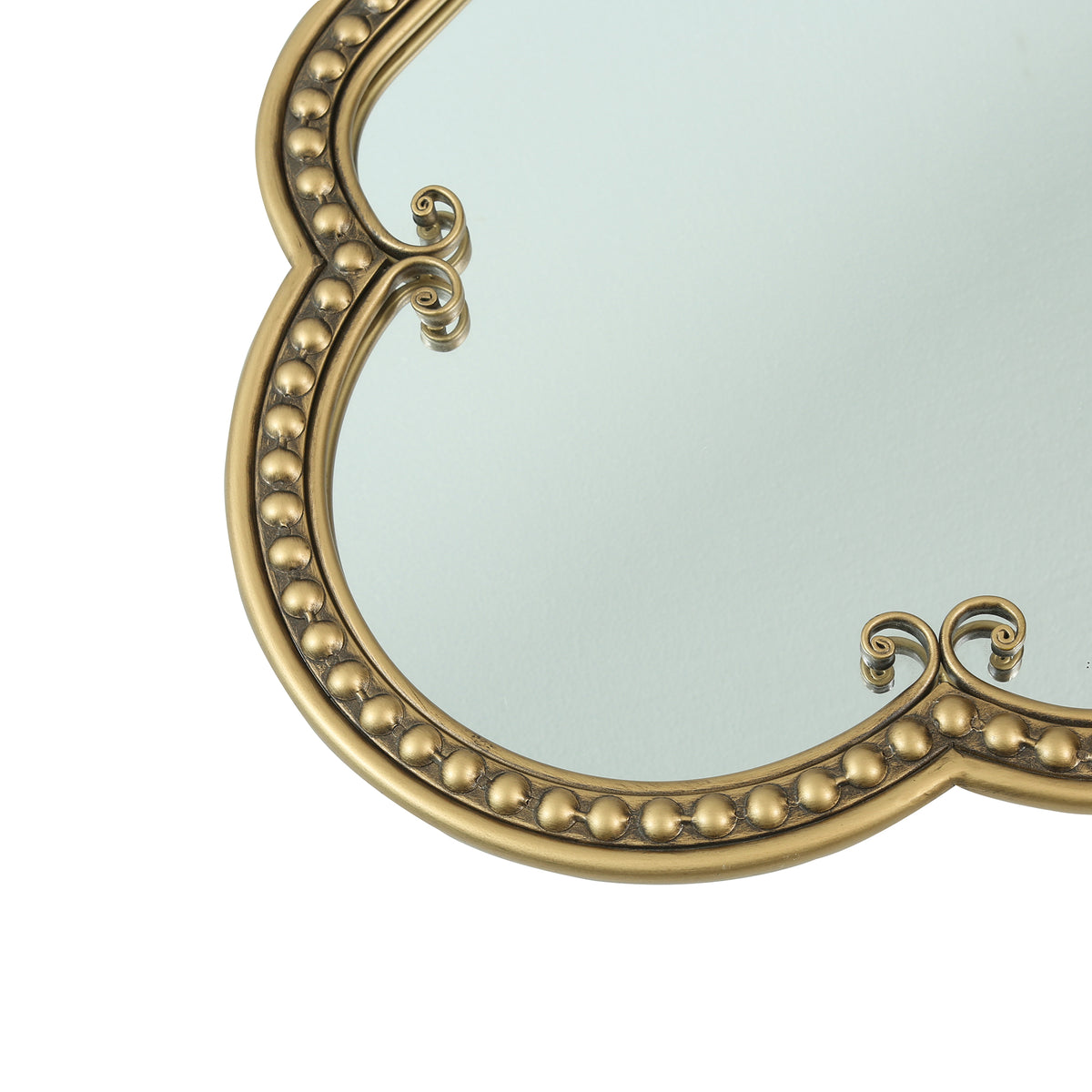 Scalloped Oval Wall Mirror, Vintage, Antique Gold, 19.68 x 53.14 Inches
