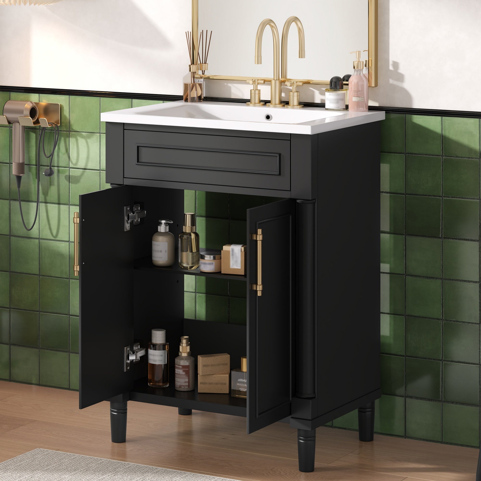 24" Bathroom Vanity with Integrated Ceramic Sink