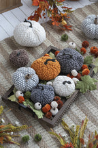 Set of 3 Chenille Weighted Pumpkins - Dark