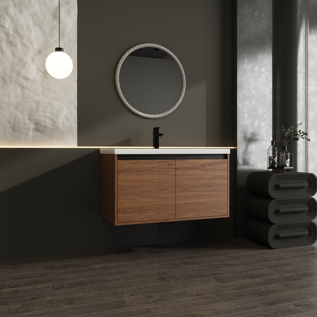 36" Wall Mounted Bathroom Vanity with Resin Basin