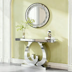 Modern Mirror Side Table - Silver