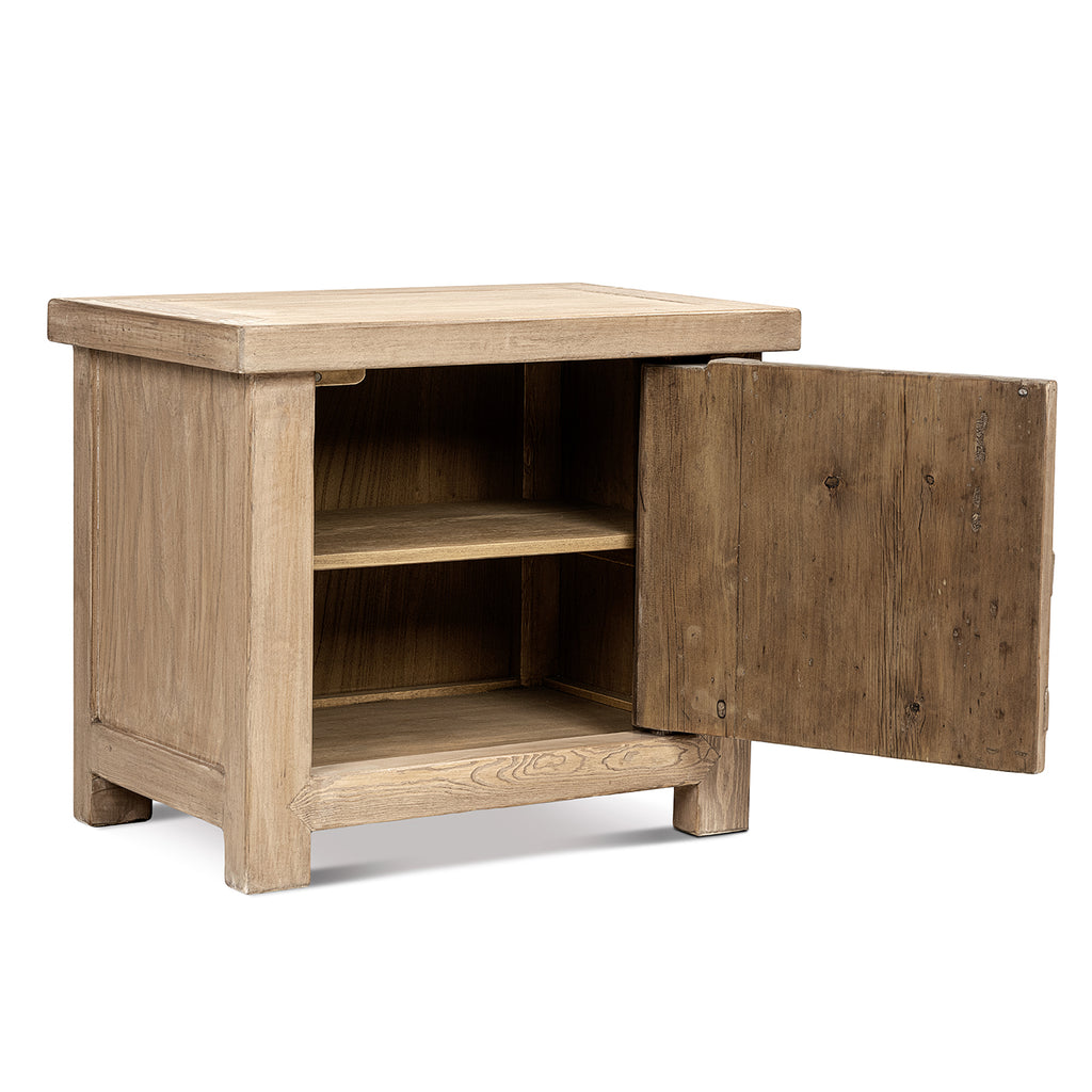 Rowan 28.5" Solid Reclaimed Pine Wood Left Side Table, Heritage Light