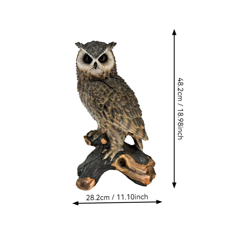 18.98' H x 11.10' L Simulated Owl Resin Garden Statue
