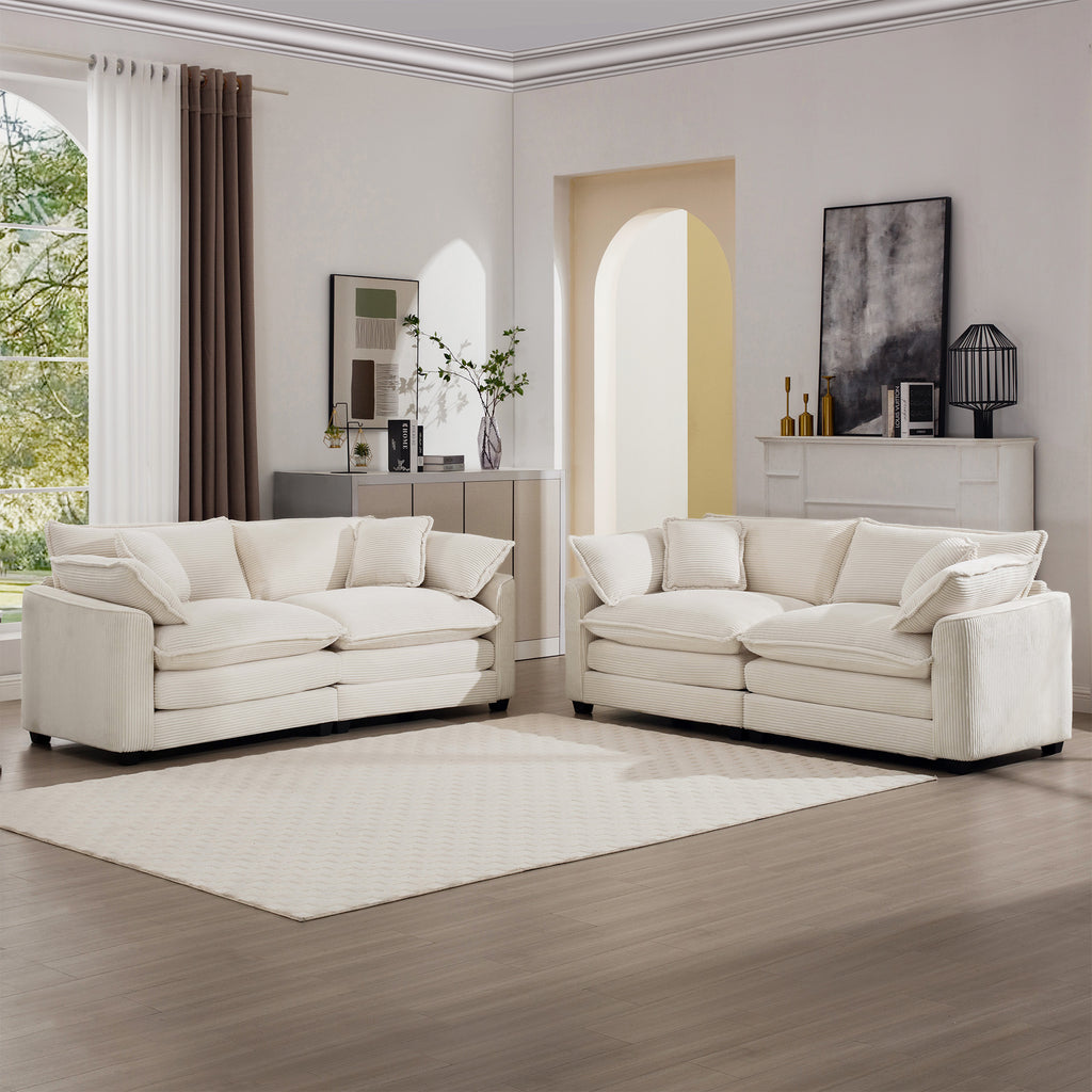 Modern Fabric Living Room Sofa Two Pieces Set