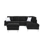 L-Shaped Chenille Sectional Sofa with Chaise and Storage Ottoman
