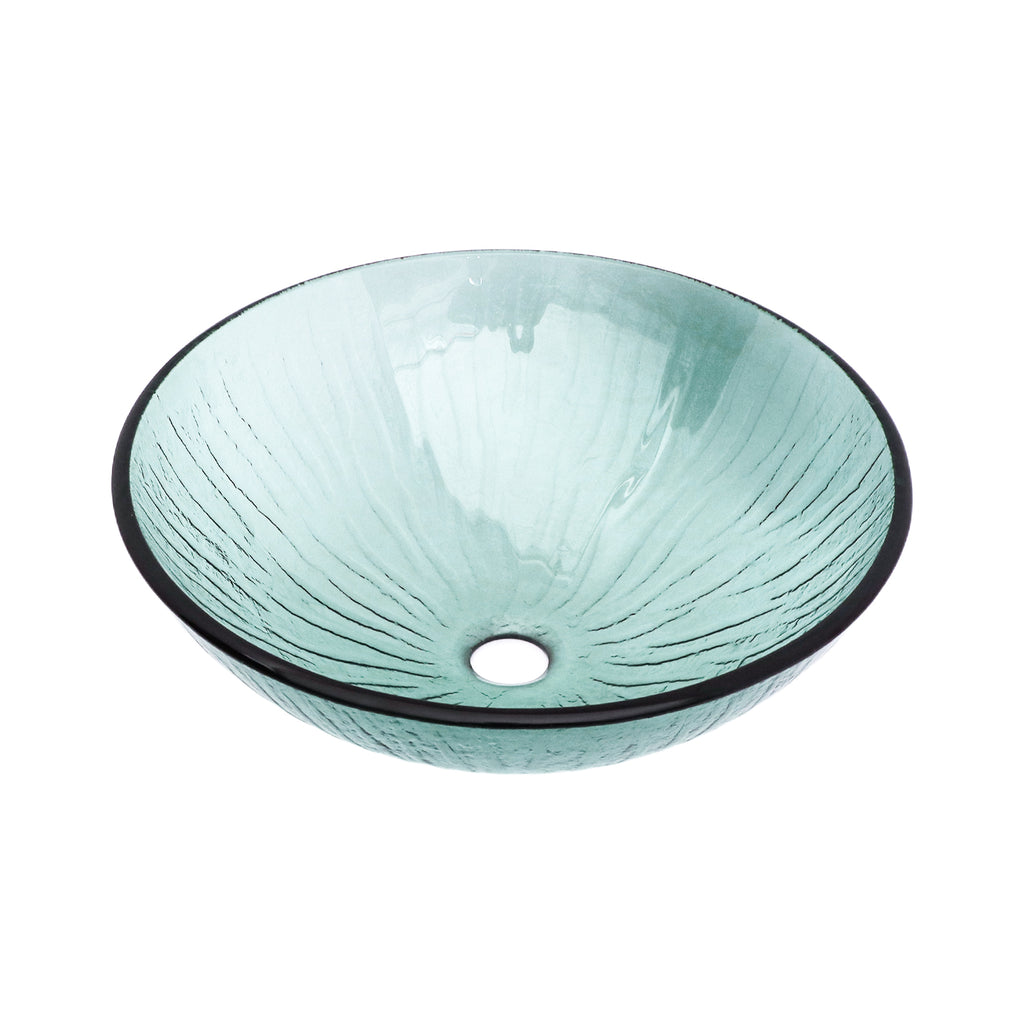 Artistic Vertical-Textured Glass Vessel Bathroom Sink
