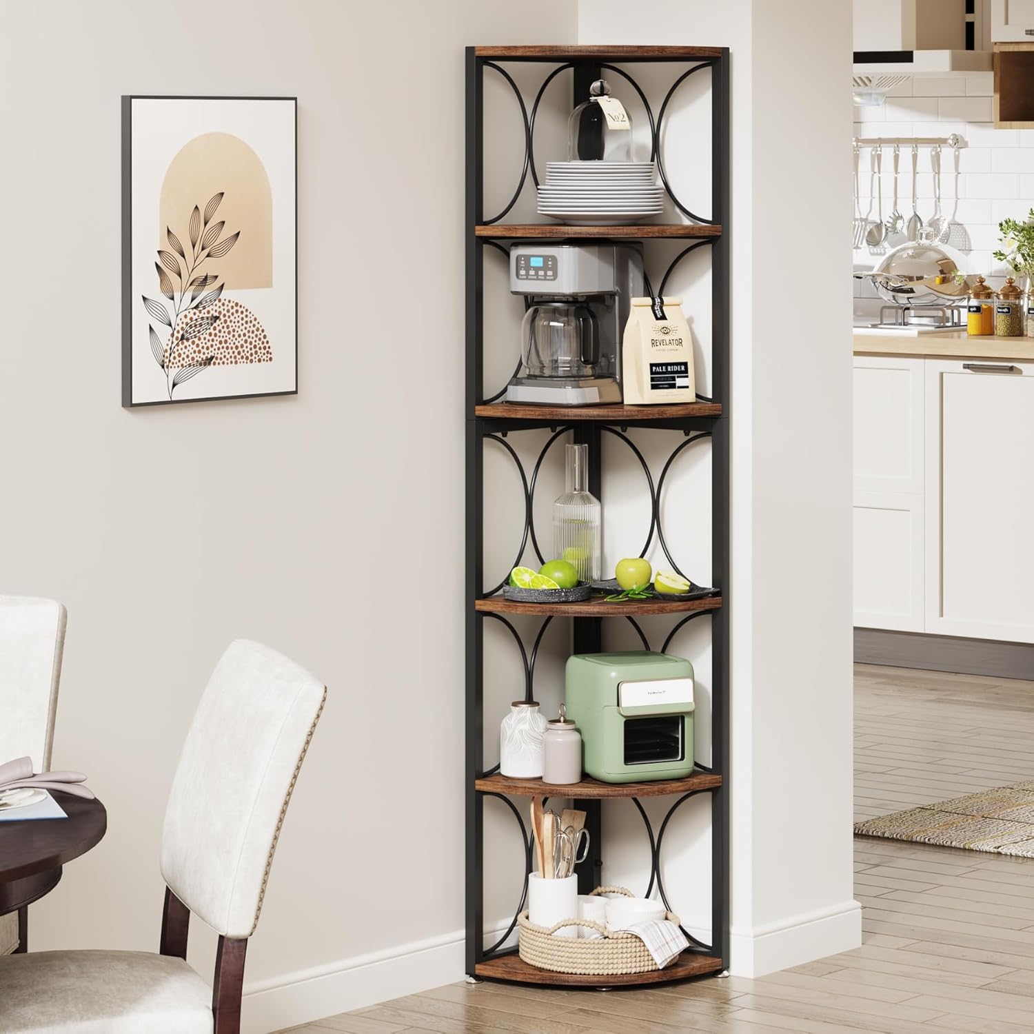 66.93" Tall 6-Tier Rustic Bookshelf