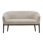 Corduroy Recessed Arm Loveseat (Beige + Walnut)