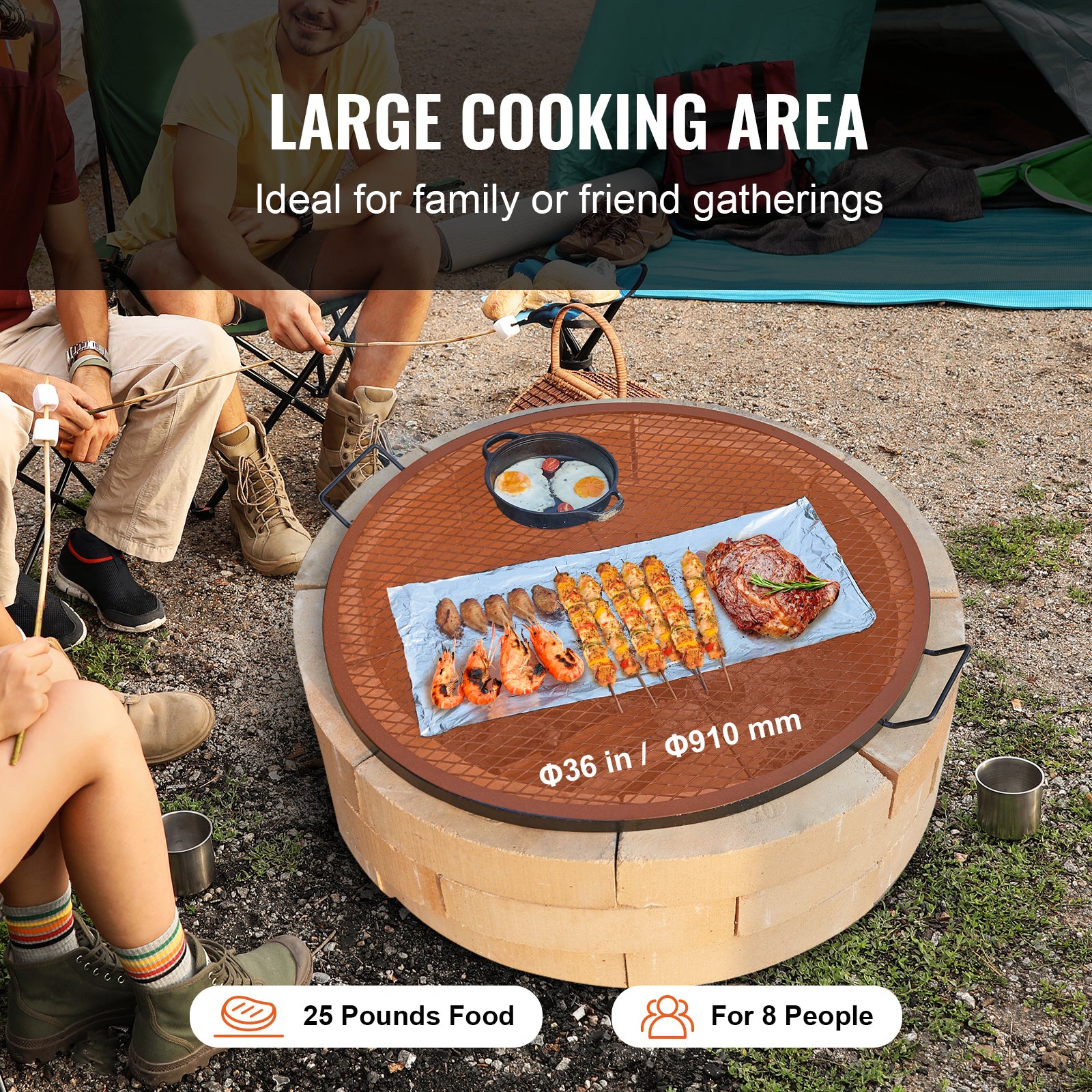 X-Marks Fire Pit Grill Grate - Round Cooking Grate - 36 Inch