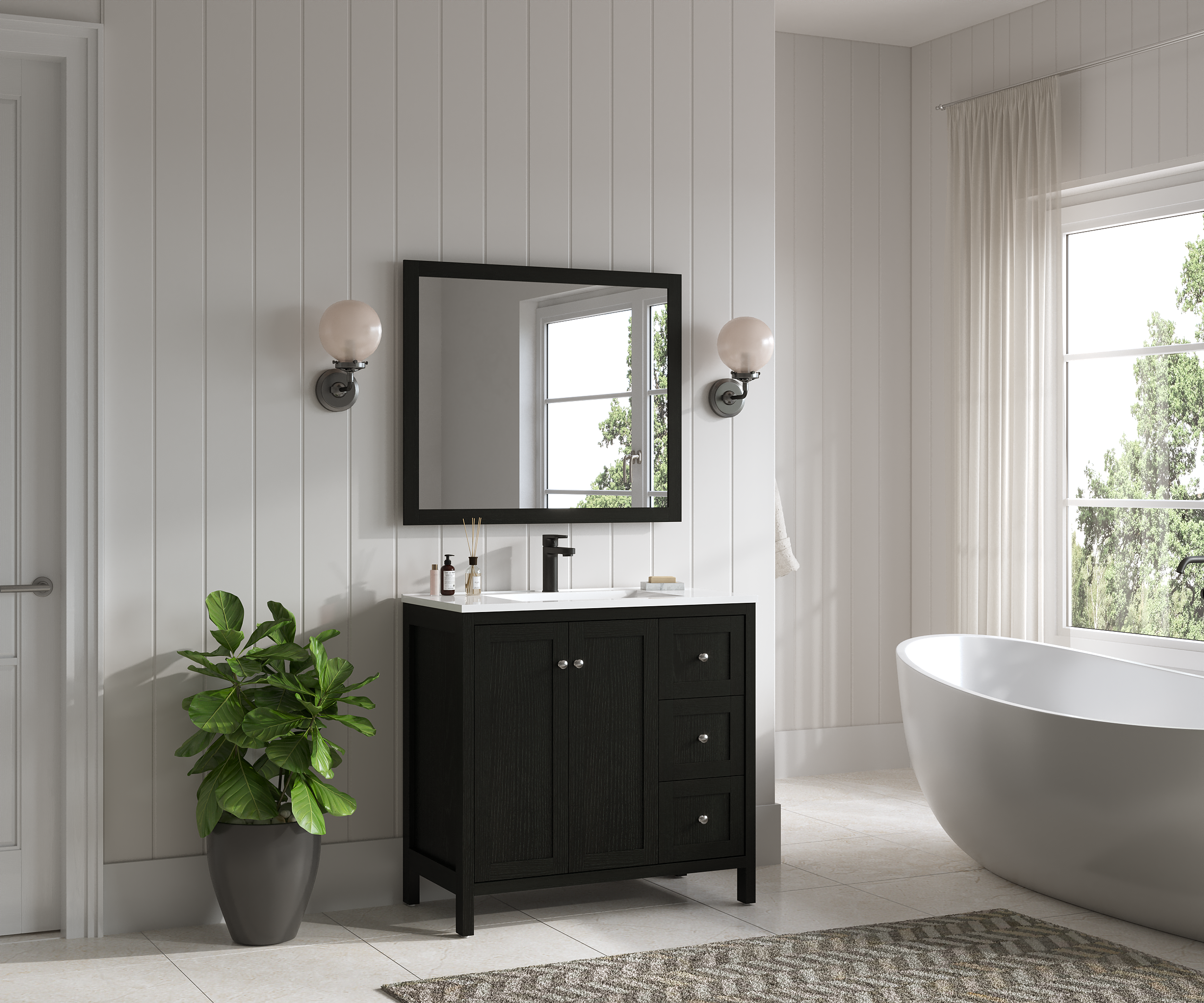 35.5" Bathroom Vanity - Modern Bathroom Cabinet with Basin