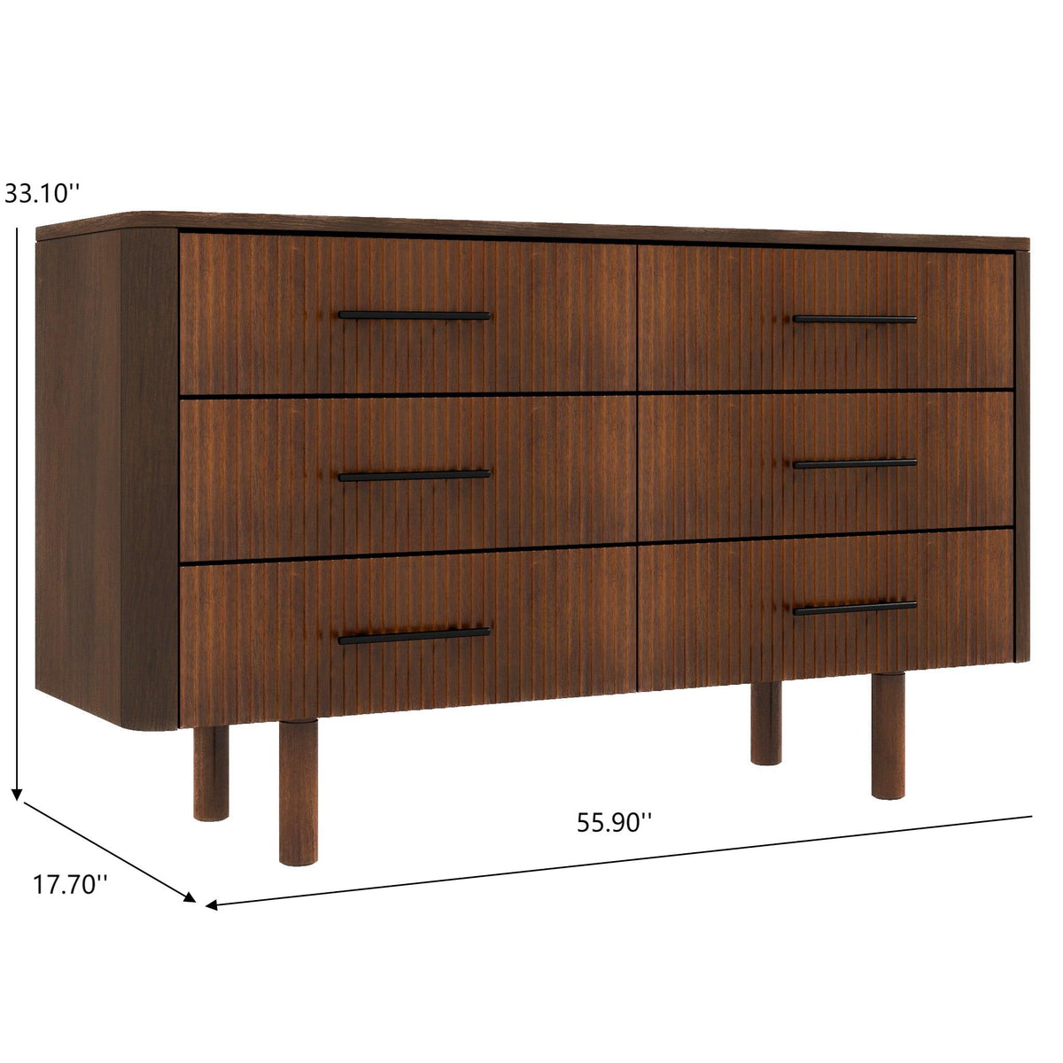 Logan Mid Century Modern Walnut Dresser