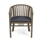 Outdoor Wooden Dining Chairs With Cushions, Set of 2, Dark