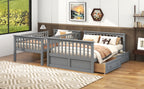 Twin Over Full Bunk Bed with Drawers, Convertible Beds