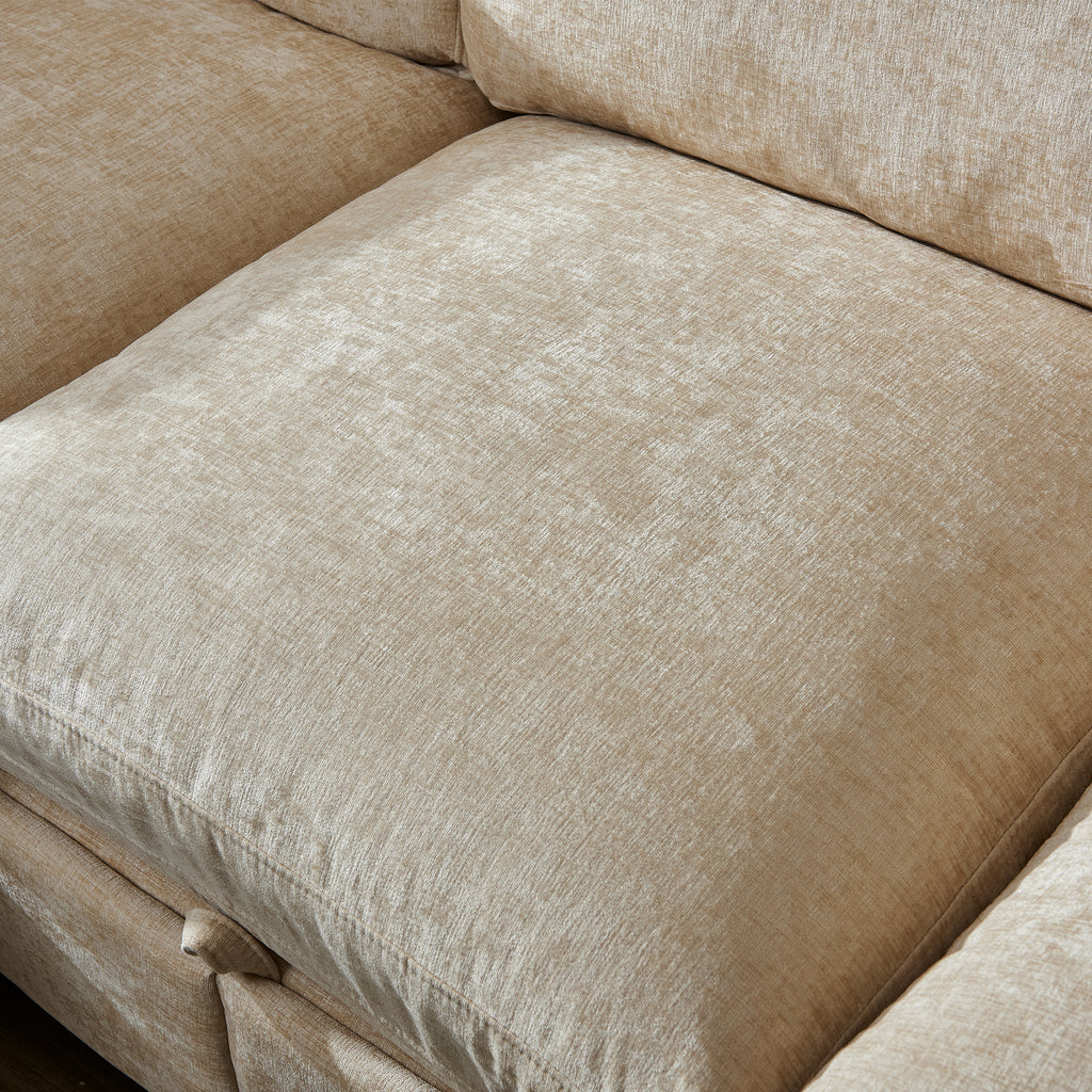 Soft Chenille 3-Seater Sectional Couch with Ottoman
