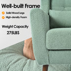 Modern Accent Chair in Light Green Teddy Fabric