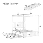 Modern Queen Size Canopy Platform Bed with Trundle