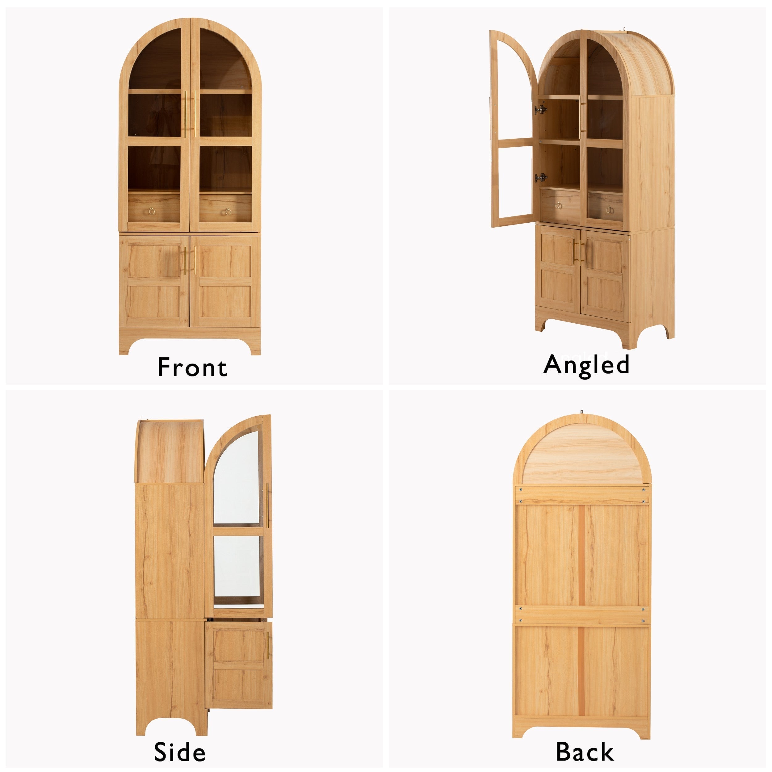 K&K 71' Tall Arched Kitchen Pantry Cabinet with Adjustable Shelves