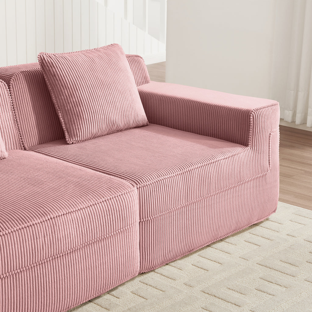 Armless Sofa with Pillow Corduroy - Pink