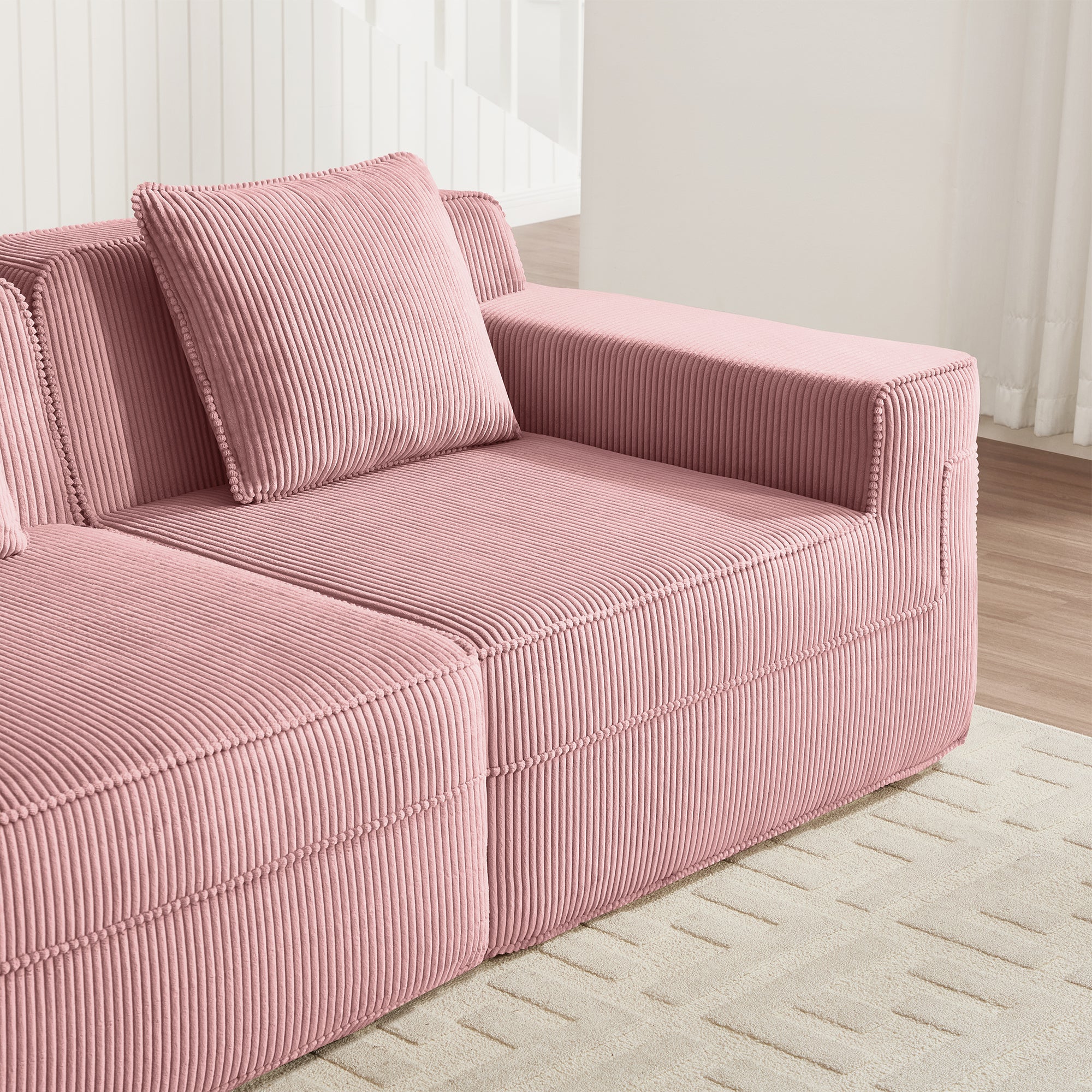 Armless Sofa with Pillow Corduroy - Pink
