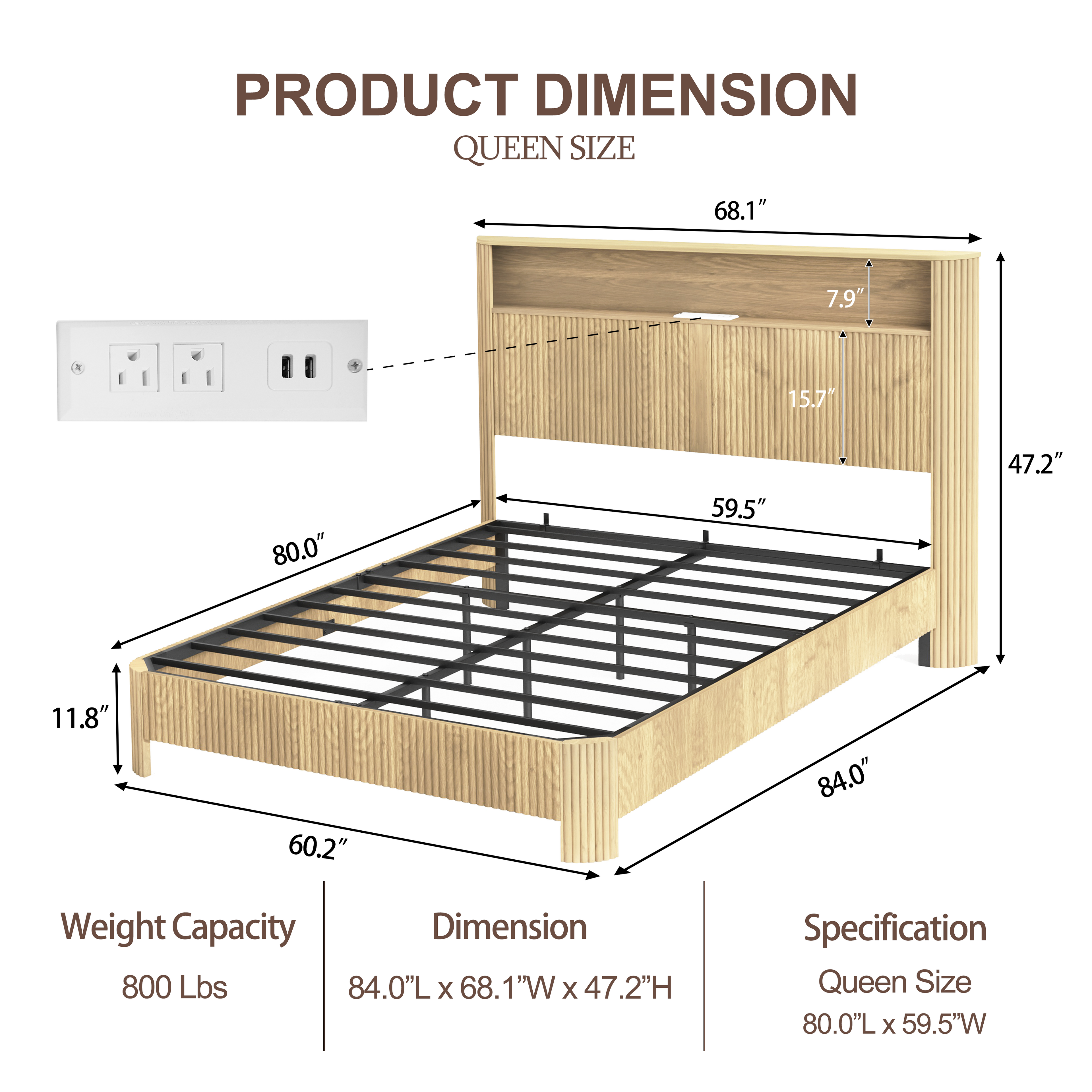 Queen Size Bed Frame With Storage Headboard