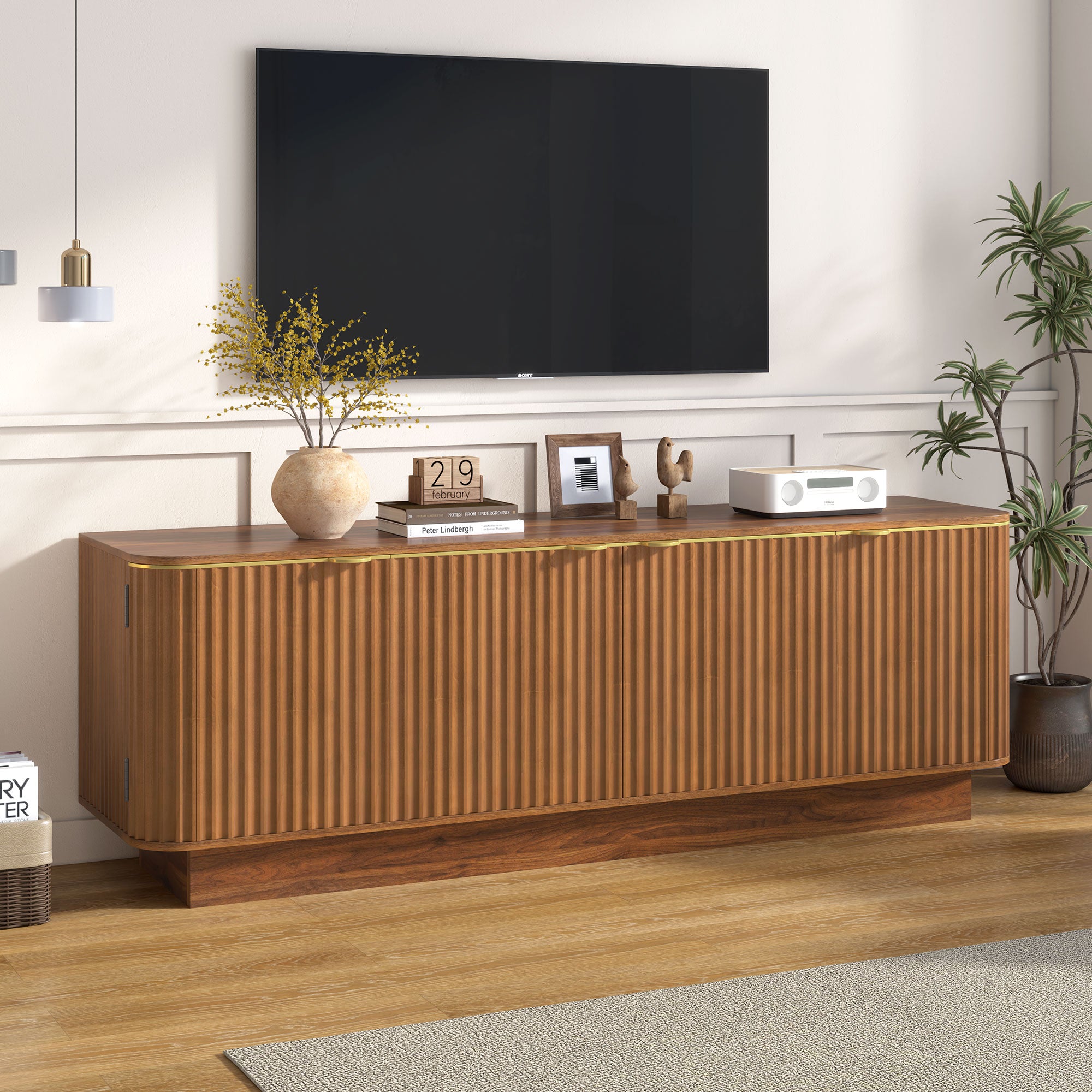 Vibe Haus Mid-Century Modern TV Stand for 70 Inch TVs