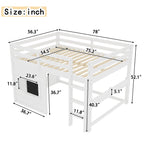 Full Size Loft Bed with Playful Sliding Chalkboard and Bookshelf