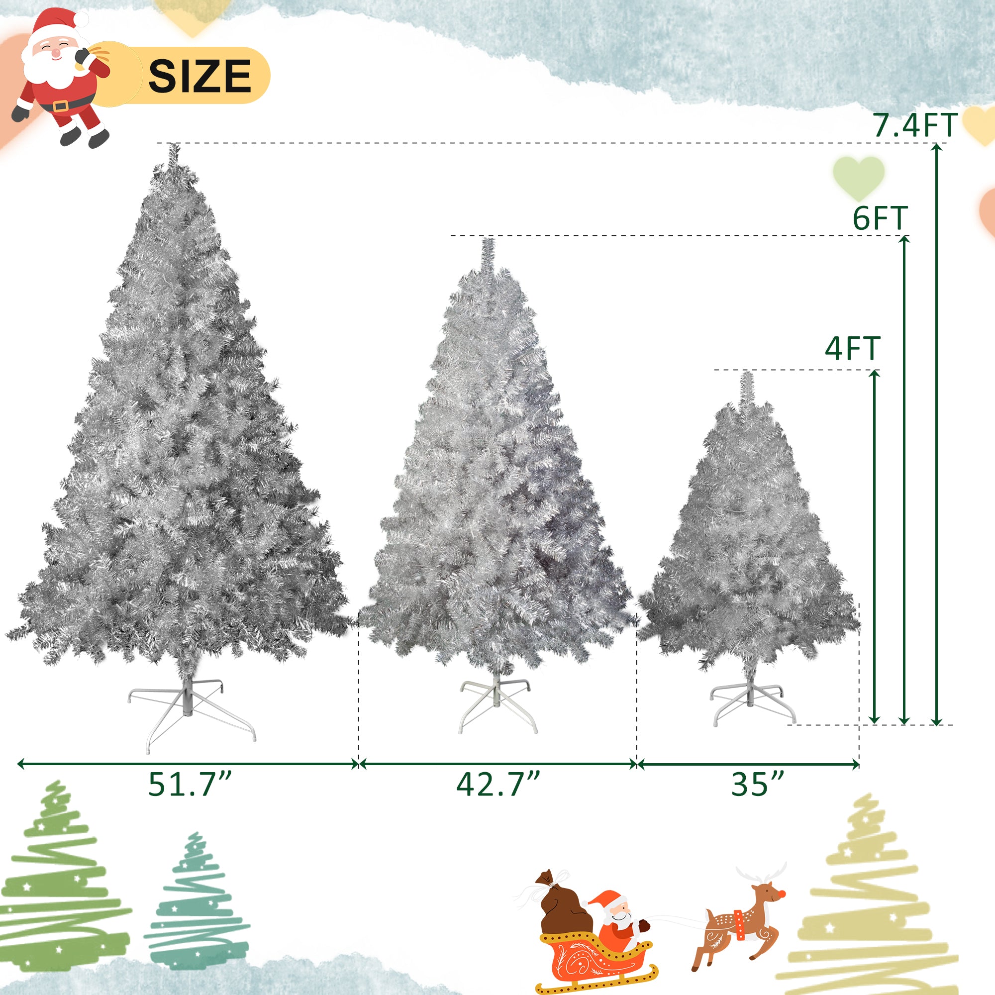 6FT Silver Pre-Lit Artificial Christmas Tree