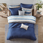 8 Piece Printed Seersucker Comforter and Quilt Set Collection
