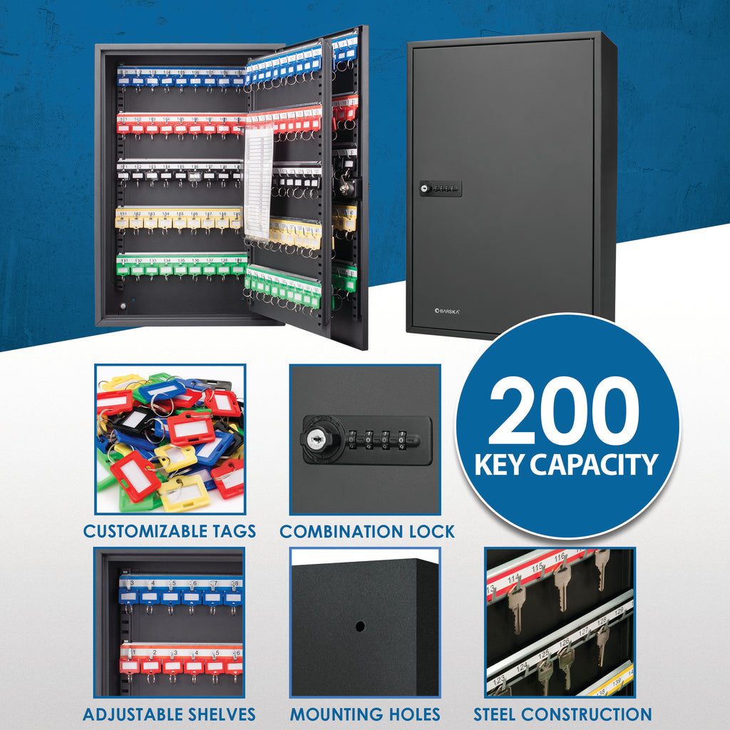 200 Key Adjustable Key Cabinet With Combination Lock