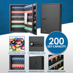 200 Key Adjustable Key Cabinet With Combination Lock