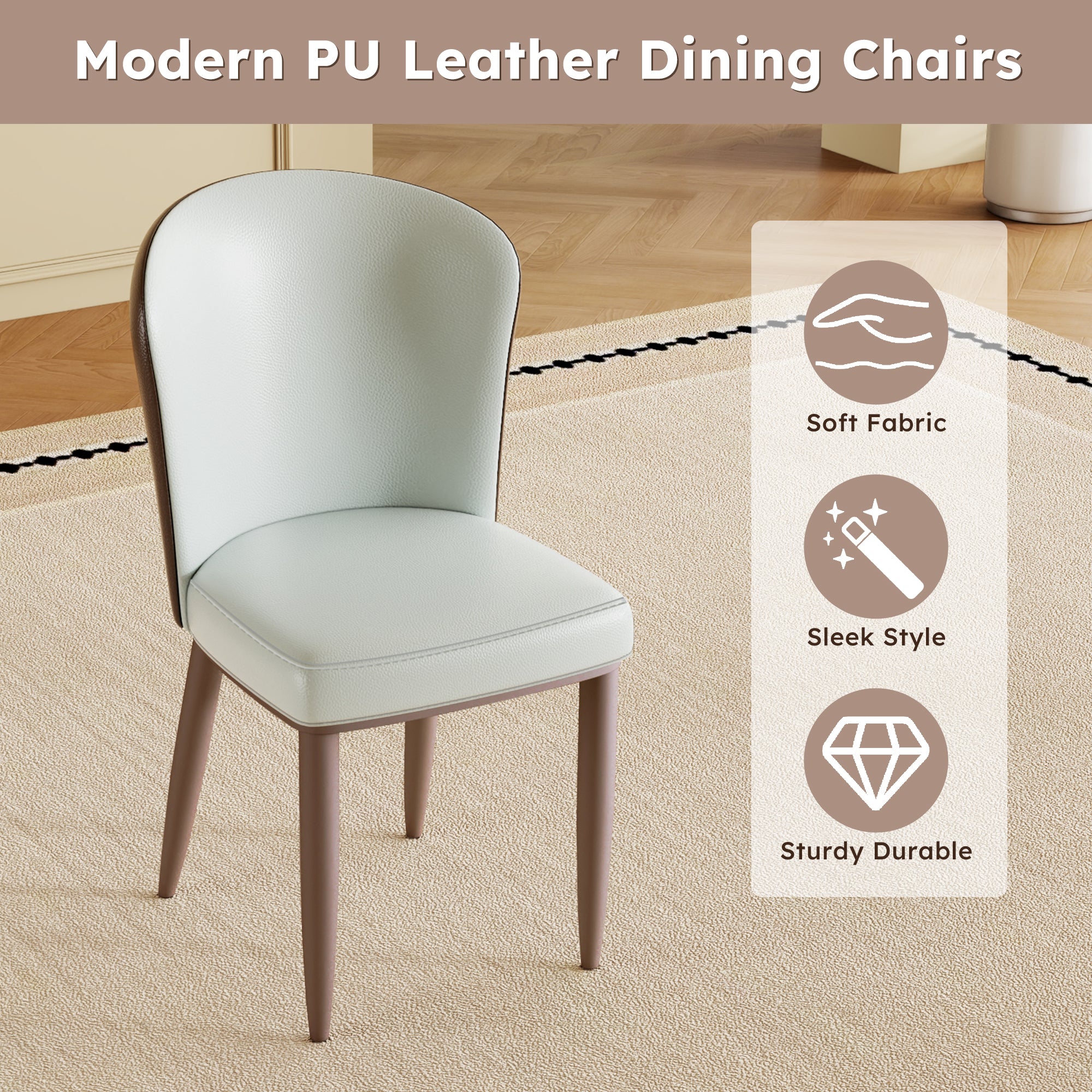 Modern Dining Chair with Carbon Steel Legs – Set of 2