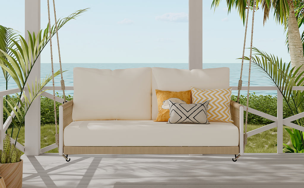 TREXM 1-Piece Woven Rope Outdoor Swing Sofa