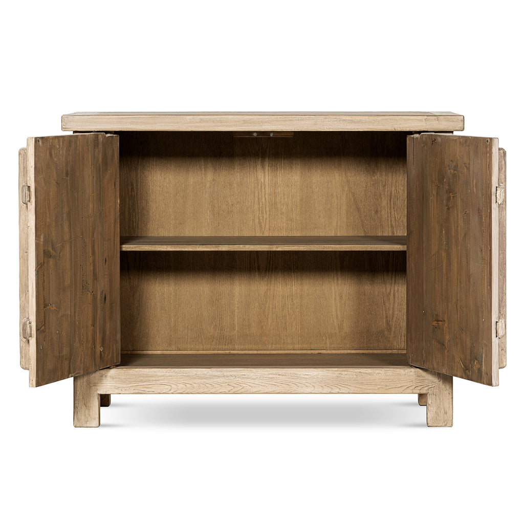 Rowan 48" Solid Reclaimed Pine 2-Door Crossbar Accent Storage Cabinet