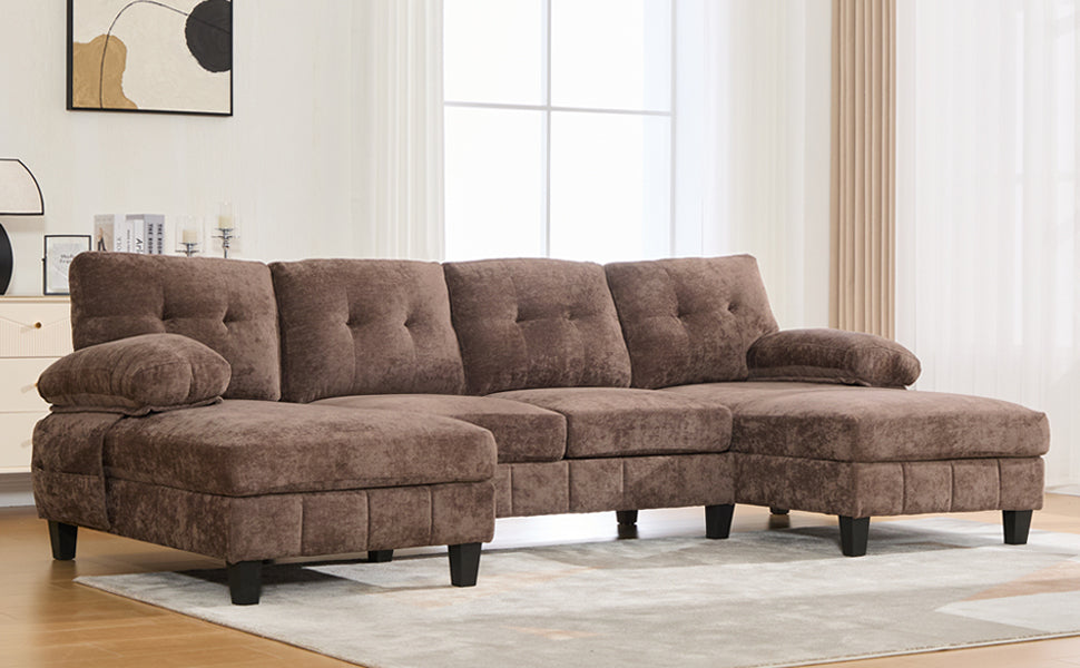 U-Shaped Sectional Sofa 103.5" Chenille Fabric Couch