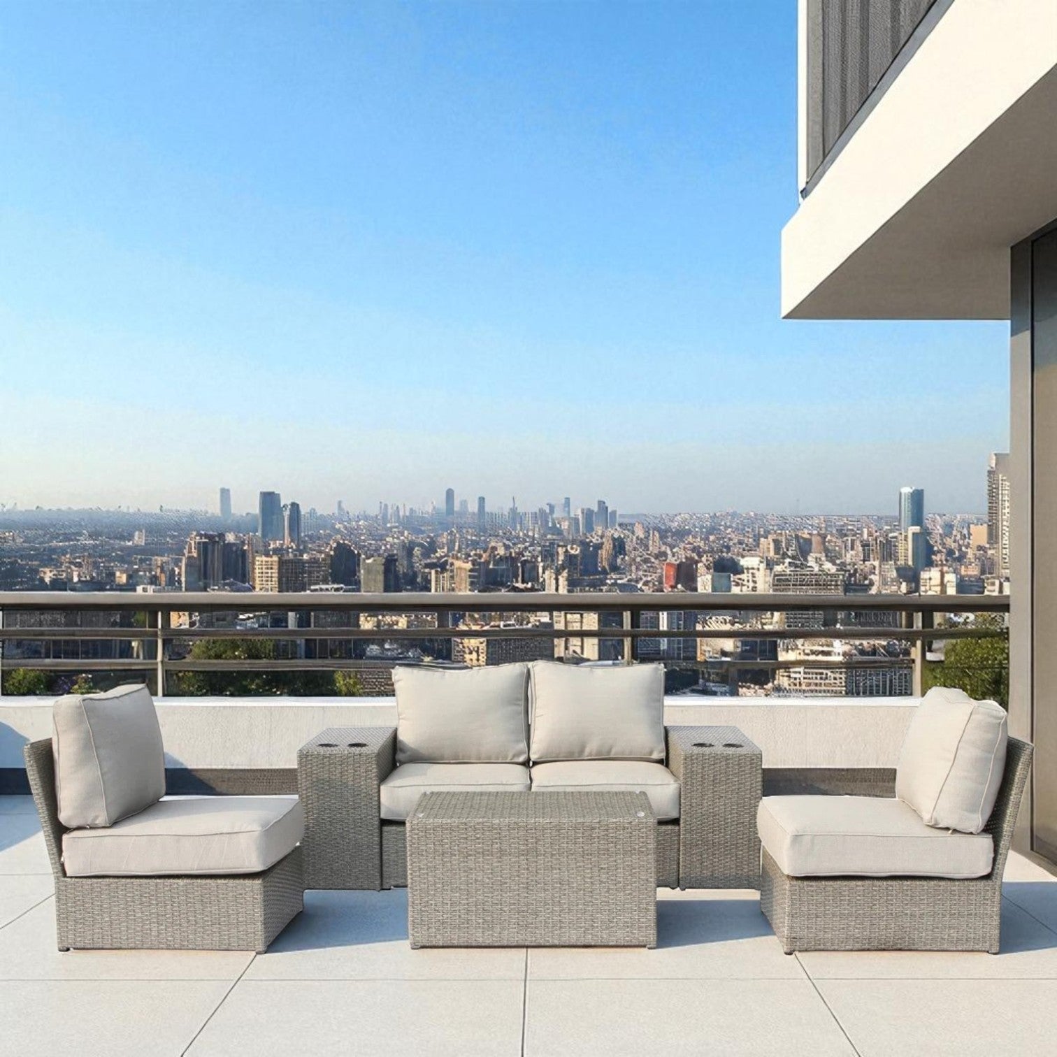 All-Weather Wicker Patio Sectional Set for 4