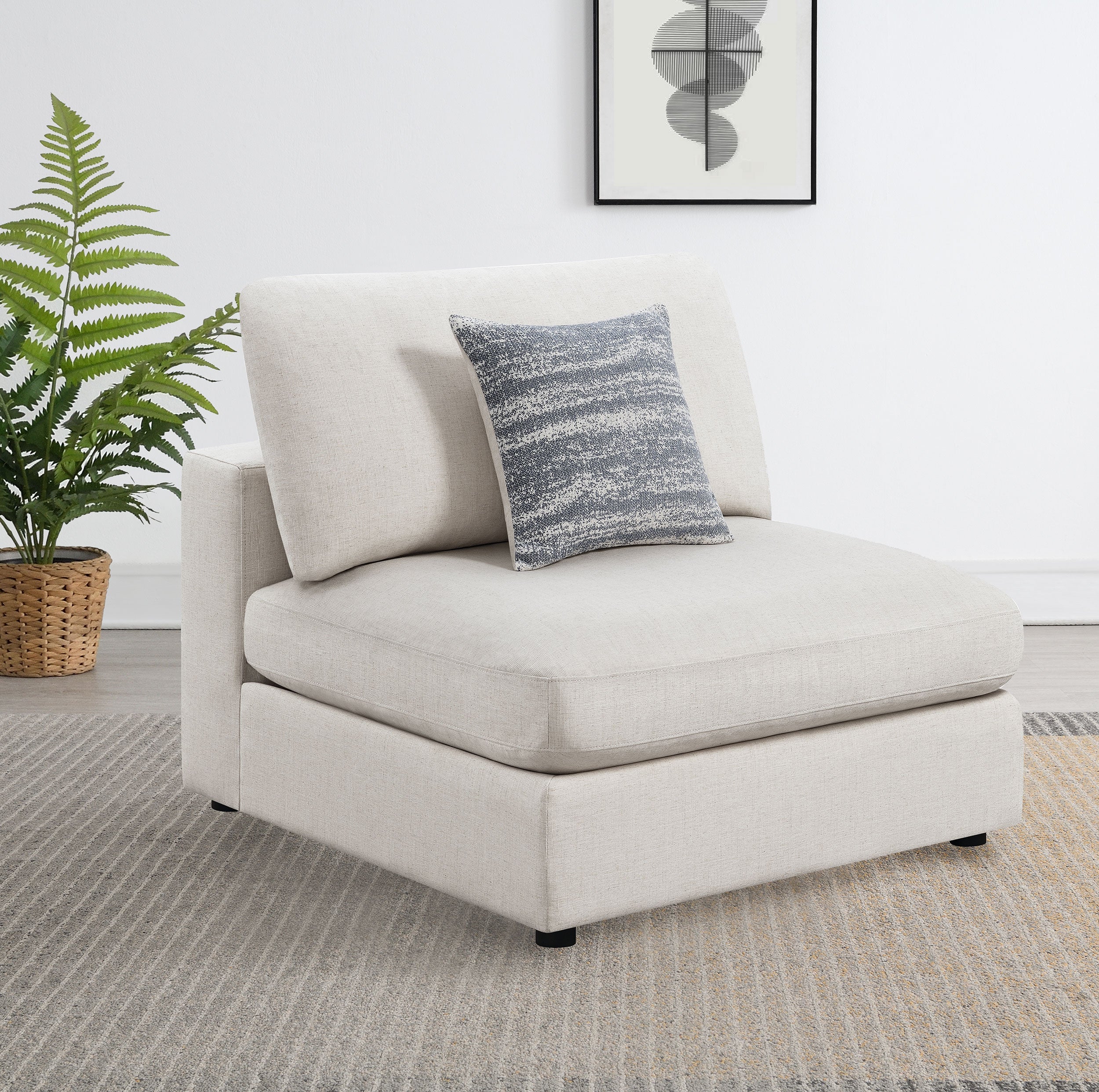 Serene Upholstered Armless Chair Beige-CoasterEssence