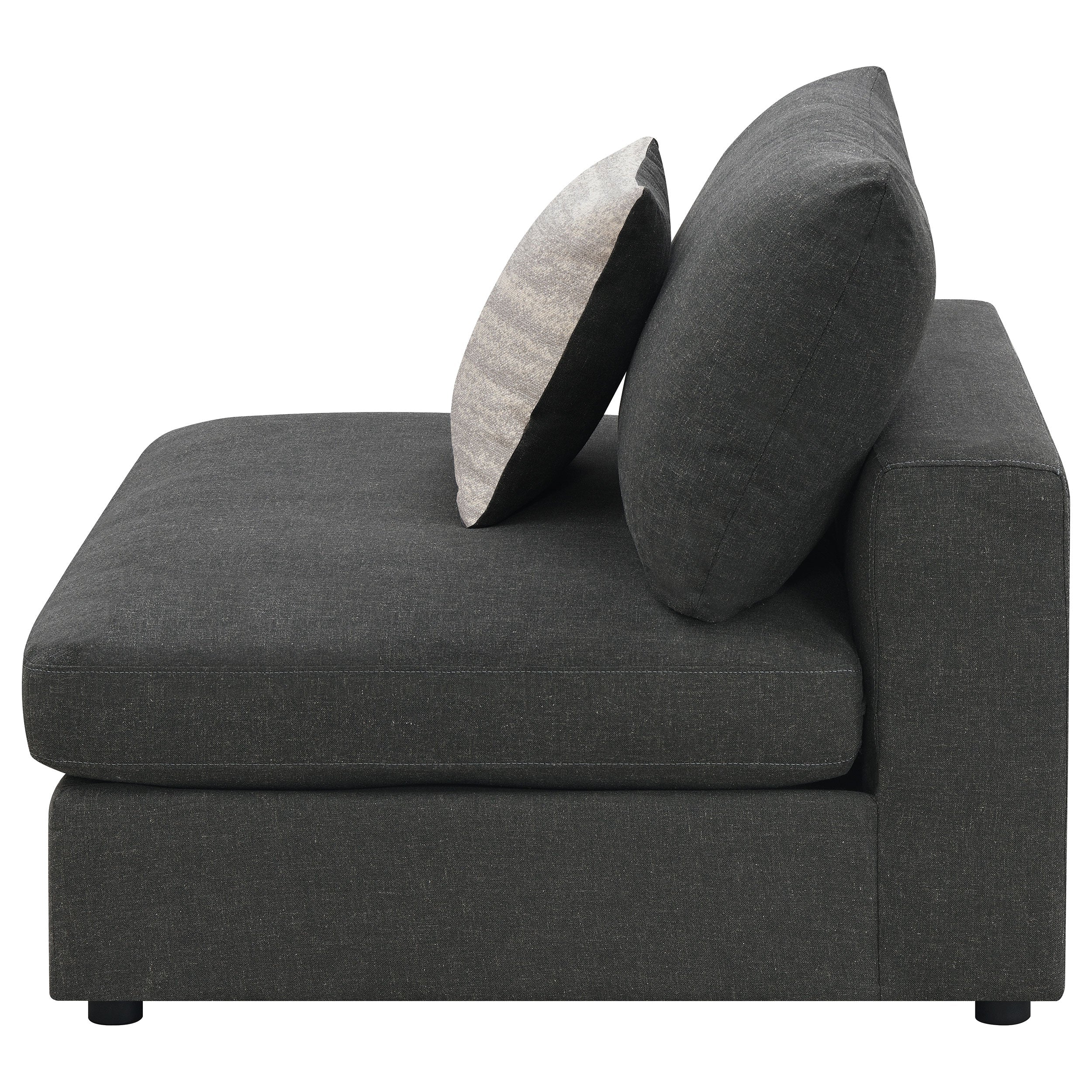 Serene Upholstered Armless Chair Charcoal-CoasterEssence