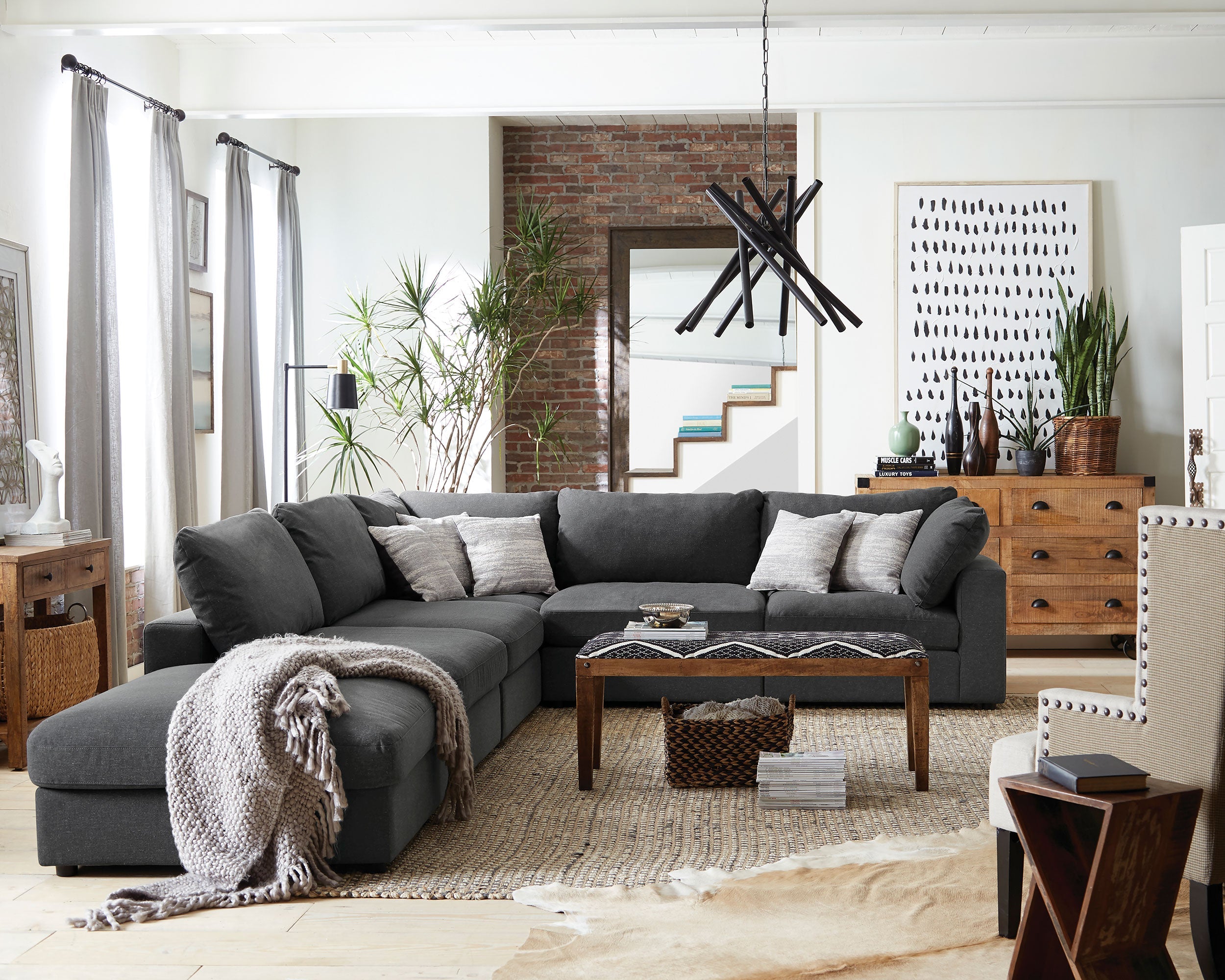 Serene Upholstered Armless Chair Charcoal-CoasterEssence