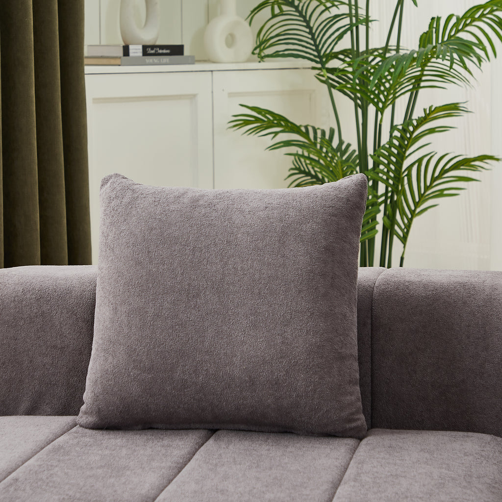 Chenille Curved Sectional Sofa with 2 Pillows