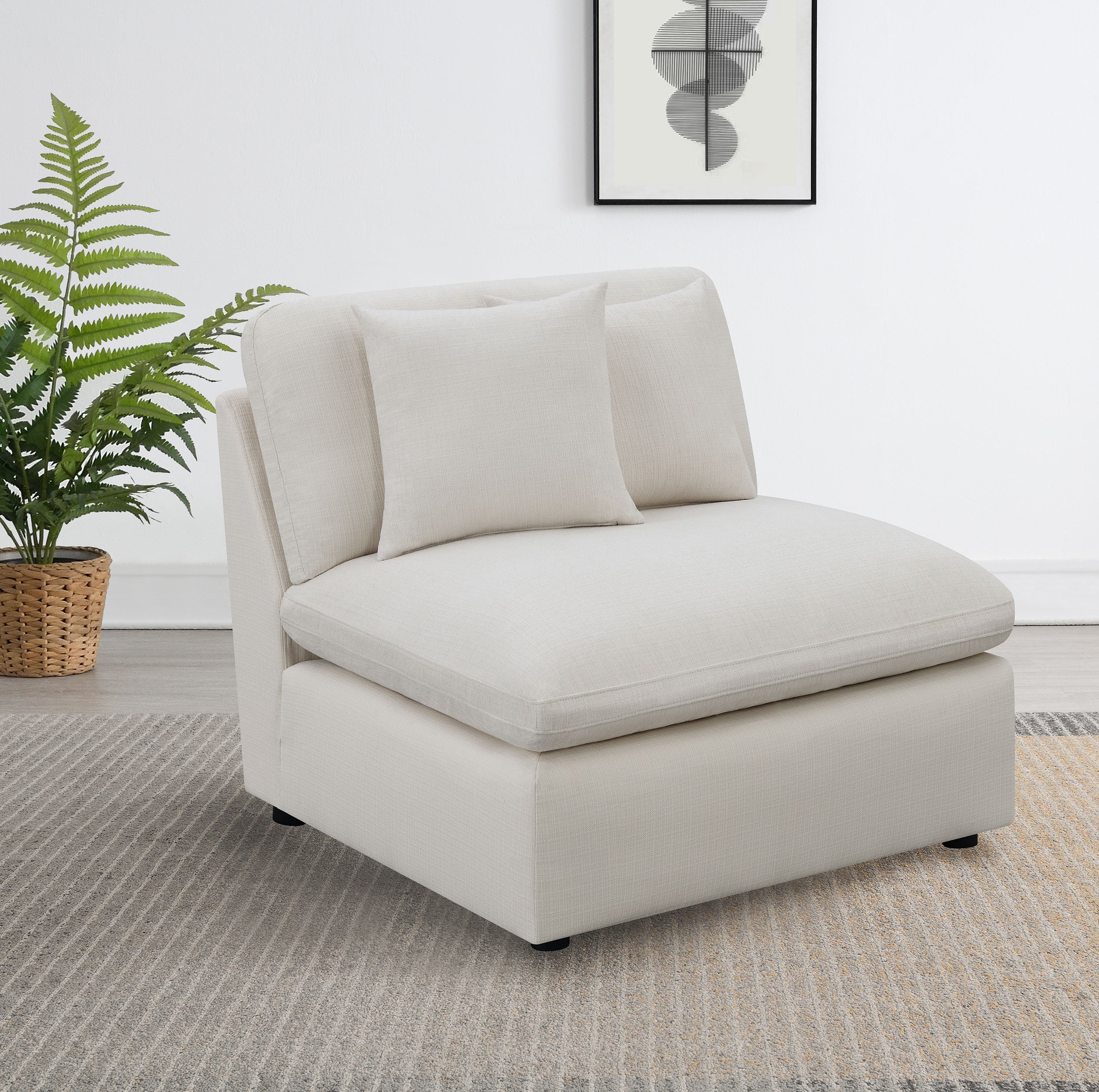 Hobson Upholstered Armless Chair Ivory-CoasterElevations