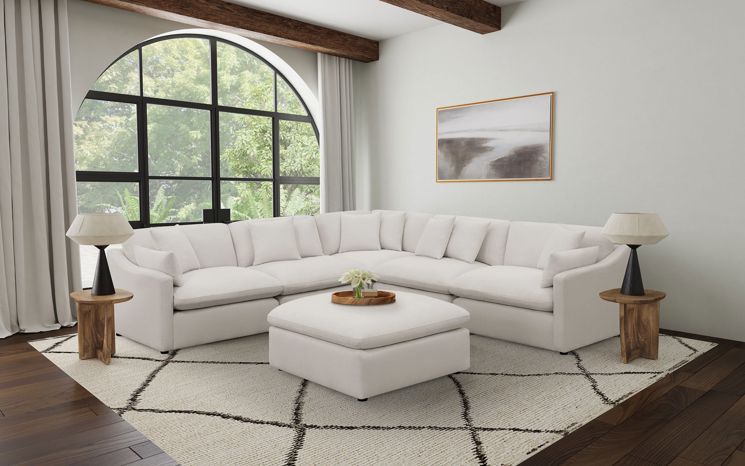 Hobson Square Upholstered Ottoman Ivory-CoasterElevations