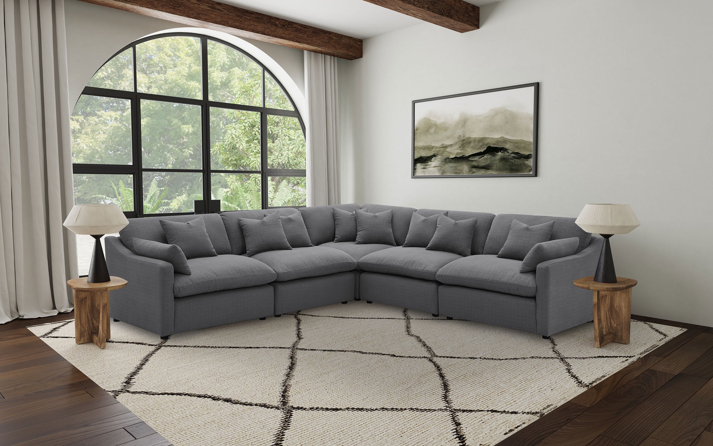 Hobson Upholstered Corner Charcoal-
