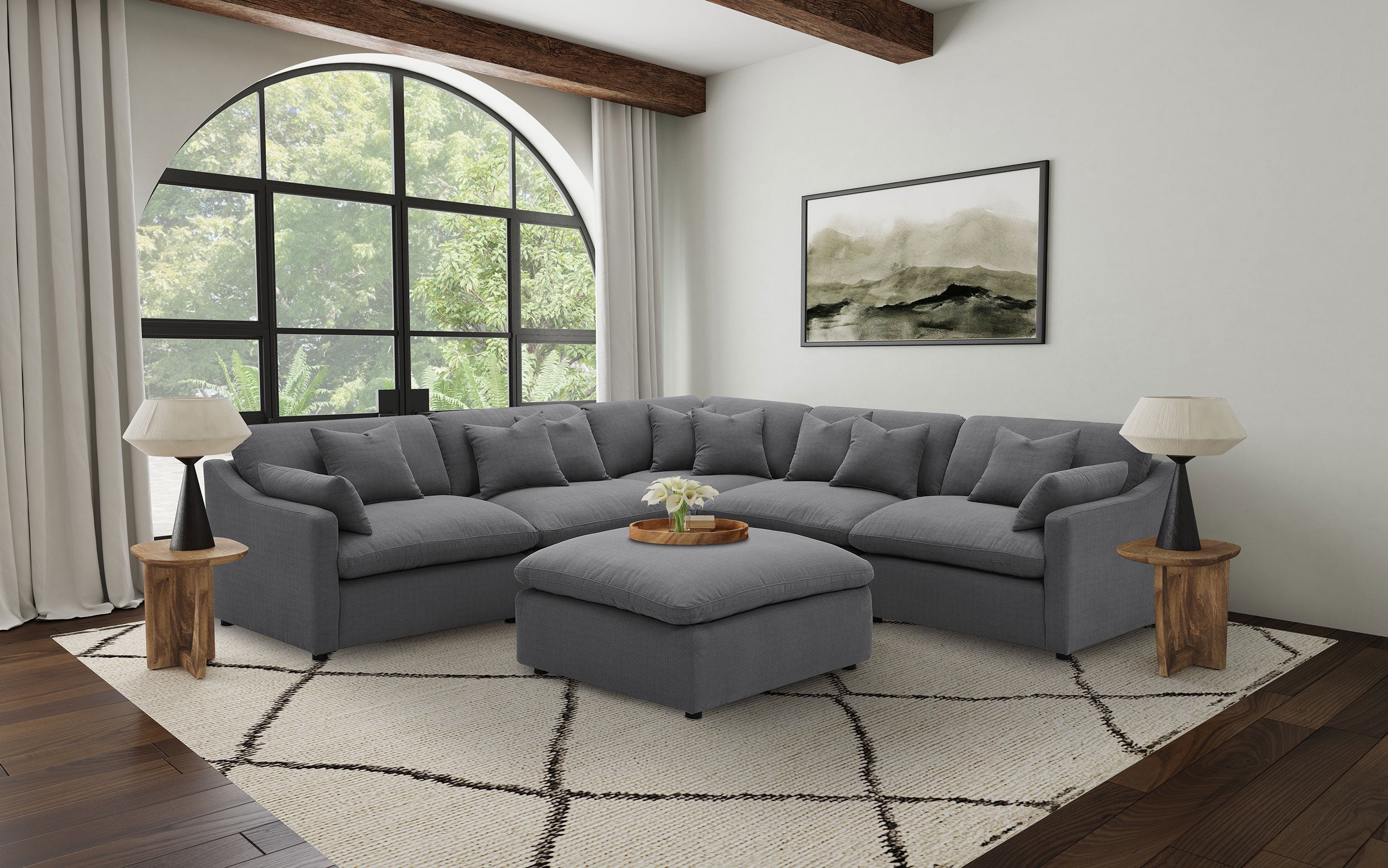 Hobson Upholstered LAF Chair Charcoal-