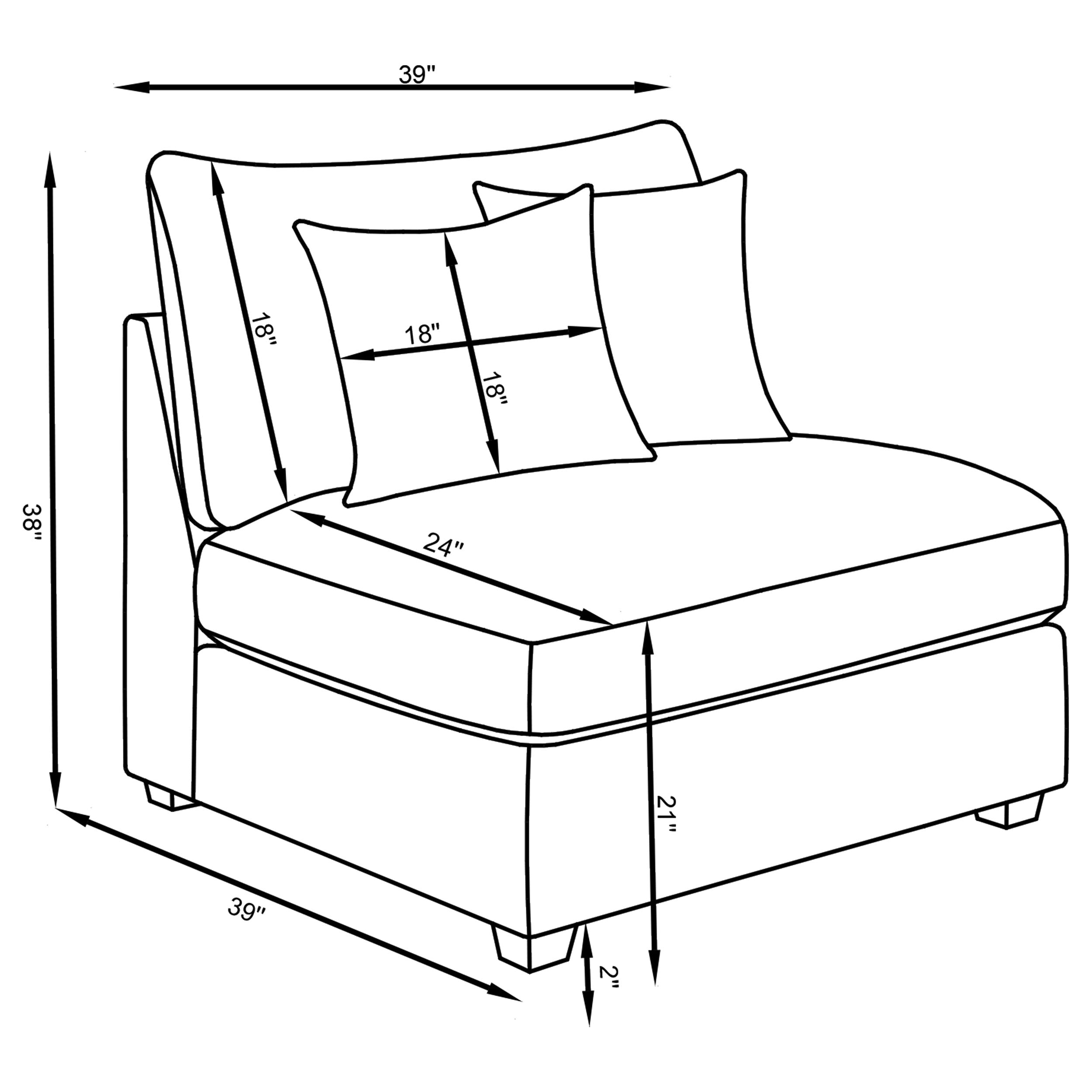 Cambria Upholstered Armless Chair Grey-CoasterElevations