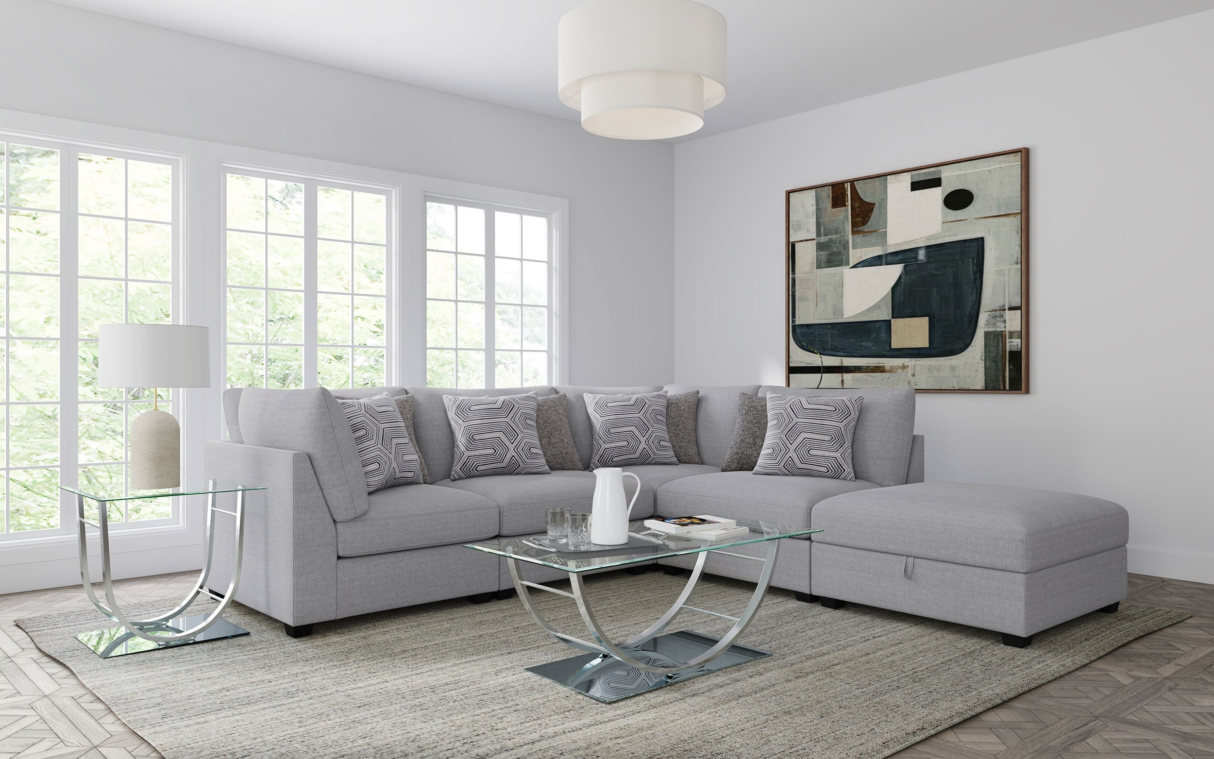 Cambria Upholstered Armless Chair Grey-CoasterElevations